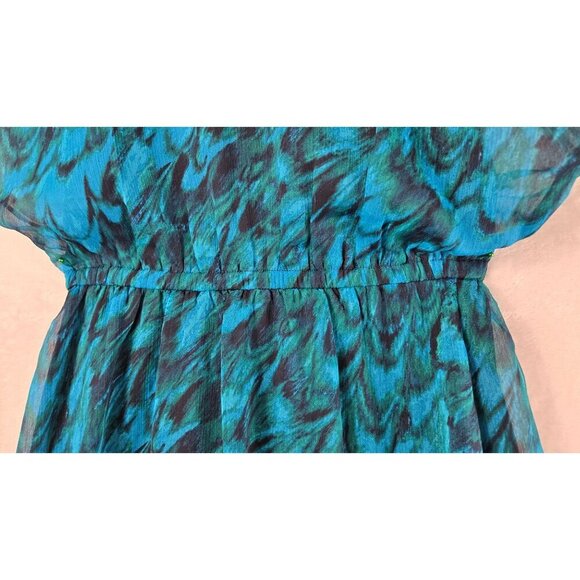Mini Tunic Dress by Express Sz SP Tropical Blue Green Sheer Lined Party Vacation - Picture 4 of 11